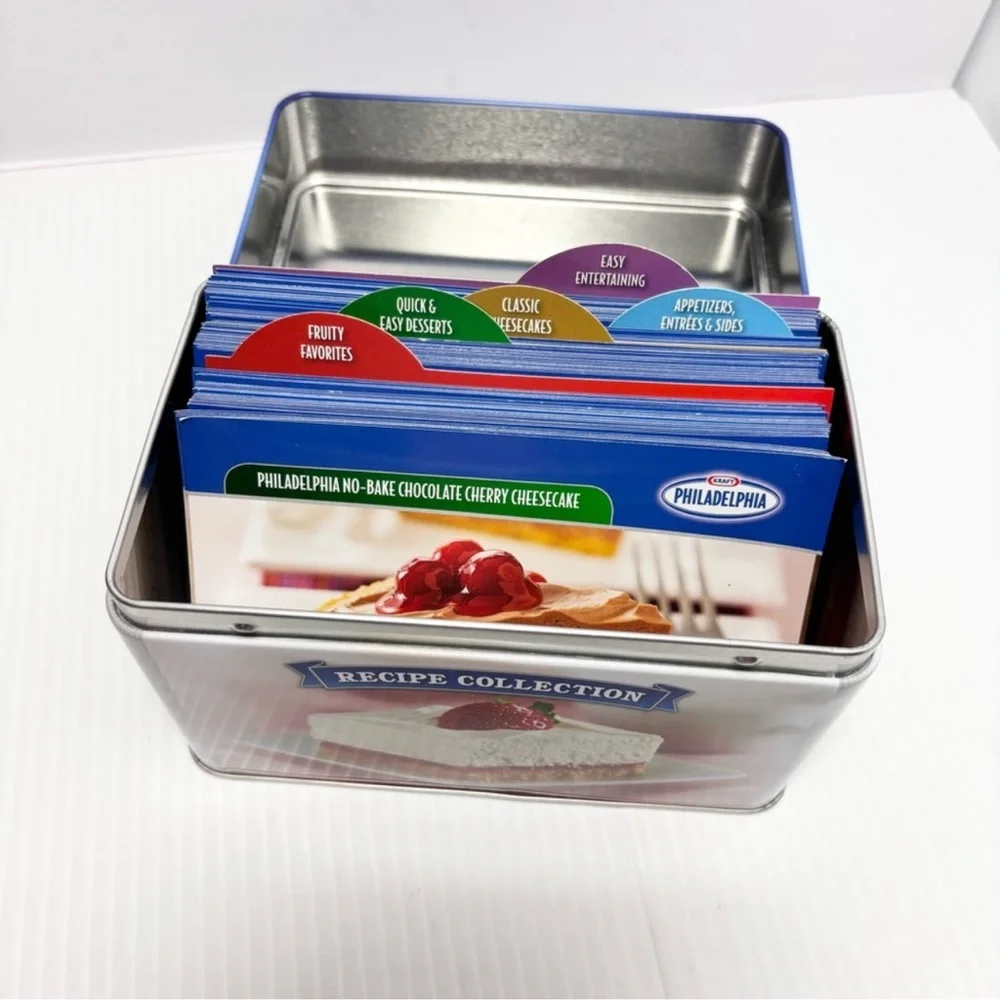 Vintage‎ Collectible Philadelphia Cream Cheese Tin with Recipe Card Collection